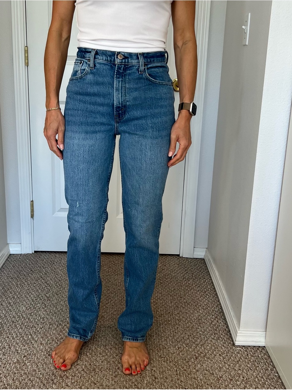 Abercrombie & Fitch Mid Wash Straight Leg Jeans